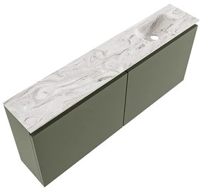 Mondiaz Ture DLux toiletmeubel 120cm army met wastafel glace rechts zonder kraangat