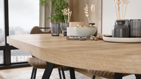 Mazzoni EXPANSO Craft Eiken Goud / zwarte poten - OVALE UITSCHUIFTAFEL 160-360 cm VOOR 16-18 PERSONEN