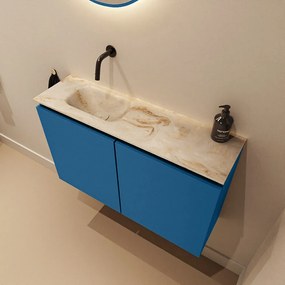 Mondiaz Ture DLux toiletmeubel 80cm jeans met wastafel frappe links zonder kraangat