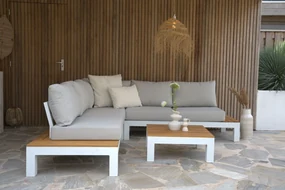 Loungeset 5 personen Aluminium/Teak Wit Lifestyle Garden Furniture Ravalla