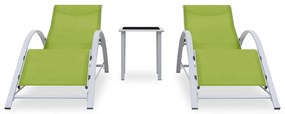 vidaXL Ligbedden 2 st met tafel aluminium groen