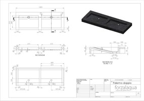 Forzalaqua Palermo wastafel 140x50cm zonder kraangaten graniet gekapt