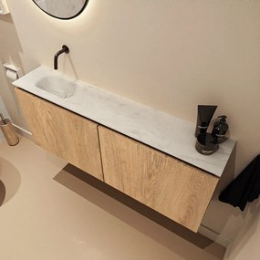 Mondiaz Ture DLux toiletmeubel 120cm washed oak met wastafel opalo links zonder kraangat