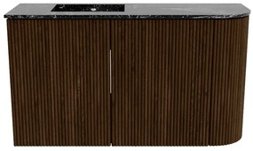 Mondiaz Joya DLux 70cm toiletmeubel ronding rechts walnut met wastafel faye links 1 kraangat lava