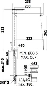 Paffoni Candy verhoogde wastafelmengkraan met afvoerplug chroom