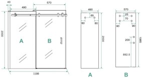 Saniclear Supreme douchedeur 100-110cm geborsteld messing - mat goud