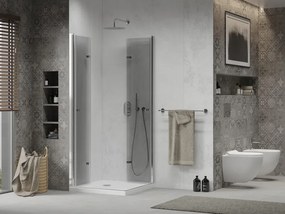 Mexen Lima Duo inklapbare douchecabine 90 x 90 cm, transparant, chroom + Flat douchebak - 856-090-090-01-02-4010