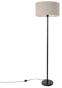 Vloerlamp zwart met boucle kap taupe 50 cm - Simplo Modern, Design E27 rond Binnenverlichting Lamp
