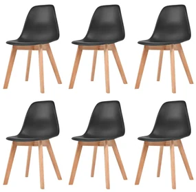 vidaXL Eetkamerstoelen 6 st kunststof zwart
