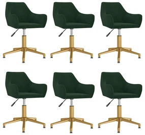 vidaXL Eetkamerstoelen draaibaar 6 st fluweel donkergroen