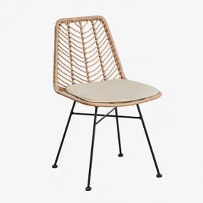 Set Van 2 Gouda Natural Synthetische Rotan Eetkamerstoelen Natuurlijk & Zwart & Beige – Crème - Sklum