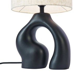 Japandi tafellamp zwart met linnen kap - Dahlia