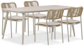 Tuinset 4 personen 180 cm Aluminium/rope Taupe Coco Penya/Vienna