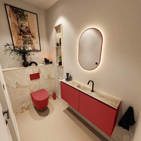 MONDIAZ TURE-DLUX 120cm toiletmeubel Fire. EDEN wastafel Frappe positie midden. Met 1 kraangat. TUREDX120FIRM1FRA