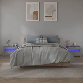 vidaXL Nachtkastjes 2 st met LED's 60x35x40 cm grijs sonoma eikenkleur