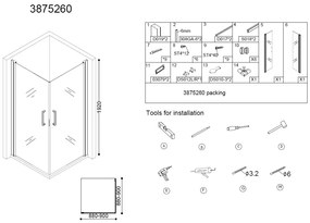 Best Design Arek vierkante douchecabine met 2 deuren 90x90cm anti-kalk