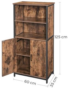 Nancy's Hutchinson Boekenkast - Vintage Houten Kast - Industriële Kasten - 2 Deuren - 60 x 35 x 125 cm (L x B x H)