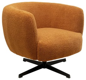 Kare Design Peony Draaibare Fauteuil Zachte Stof Oranjebruin