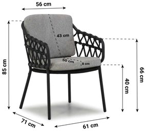 Tuinset 6 personen  Aluminium/Teak/Rope /Olefin Grijs 4 Seasons Outdoor Calpi/Brookline