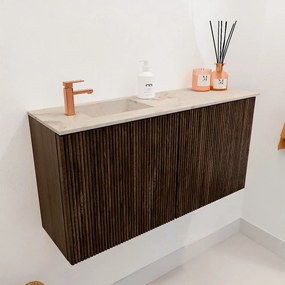 Mondiaz Joya DLux 80cm toiletmeubel walnut met wastafel faye links 1 kraangat frappe