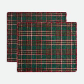 Set van 2 geweven-geverfde geruite placemats in gewassen katoen, WILSON