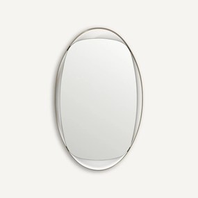 Ovale spiegel in geborsteld roestvrij staal, hoogte 76 cm, AVOLA