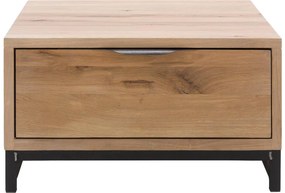Goossens Hoektafel Max, hout eiken onbewerkt, urban industrieel, 65 x 37 x 65 cm