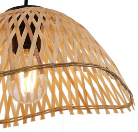 Bohemian hanglamp zwart met bamboe 3-lichts - LilyBohemian E27 Bohemian Binnenverlichting Lamp