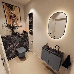 MONDIAZ TURE-DLUX 60cm toiletmeubel Dark Grey. EDEN wastafel Lava positie midden. Met 1 kraangat. TUREDX60DGRM1LAV