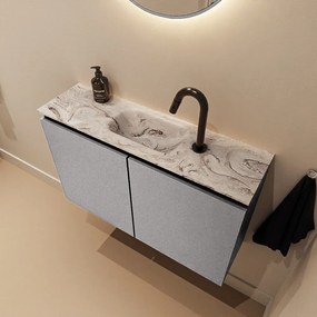 Mondiaz Ture DLux toiletmeubel 80cm plata met wastafel glace midden met kraangat