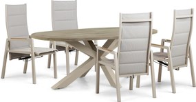 Tuinset 4 personen 200 cm Aluminium Taupe Lifestyle Garden Furniture Essence/Brookline