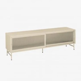 Tv-meubel 180x40 Cm In Staal En Glas Paoline Beige – Crème - Sklum