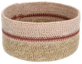 Mandje naturel, zeegras, roze,Ø16 cm