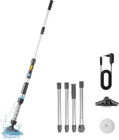 VEVOR Draadloze Zwembadstofzuiger 32L/min, Handstofzuiger voor Zwembaden met Verlengstang en 2 Borstelkoppen, 60 Minuten Gebruiksduur, voor Klein Vuil en Zand, Oplaadbare Zwembadreiniger voor Bovengrondse Zwembaden