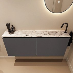 Mondiaz Ture DLux toiletmeubel 120cm dark grey met wastafel glace rechts met kraangat