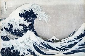 Katsushika Hokusai - Kunstdruk Kacušika Hokusai - De grote golf van Kanagawa, (40 x 26.7 cm)