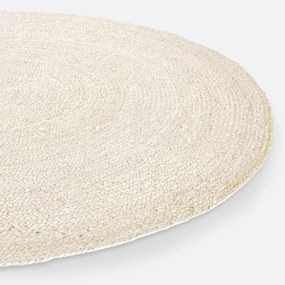 Rond vloerkleed in gebleekte jute, Aftas