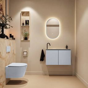 Mondiaz Ture DLux toiletmeubel 80cm clay met wastafel frappe links met kraangat