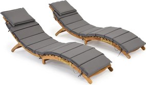 Set van twee houten ligstoelen met kussens Liberia Garden Point