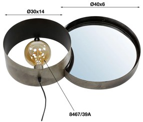 Wandlamp Met Ronde Spiegel Industrieel - 33x41cm