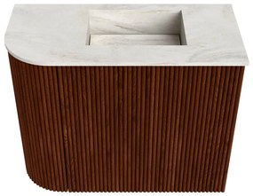 Mondiaz Joya DLux 50cm toiletmeubel ronding links ruby met wastafel faye rechts 1 kraangat ostra