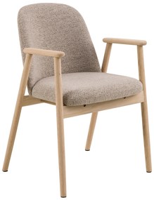 RODERIC Beige Latte (stof Monza 60)/frame geolied eiken - HOUTEN STOEL VOOR WOONKAMER, EETKAMER, KEUKEN RETRO