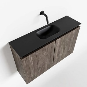 Mondiaz Ture 80cm toiletmeubel dark brown met wastafel urban midden geen kraangat