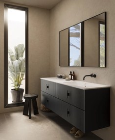 Muebles Avila badmeubel ribbelfront 160cm antraciet mat met wastafel rechts zonder kraangat