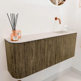Mondiaz Joya DLux 100cm toiletmeubel ronding links dusk met wastafel faye rechts zonder kraangat meli