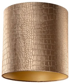 Velours lampenkap krokodil dessin met gouden binnenkant 40/40/40 Klassiek / Antiek cilinder / rond