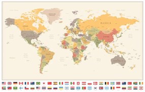 Kaart World Map and Most Popular Flags, dikobraziy