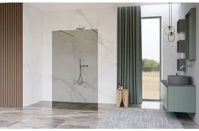 Fortifura Galeria Vrijstaande Inloopdouche - 100x200cm - Rookglas - antikalk - 8mm veiligheidsglas - wandsteunen - Geborsteld RVS PVD (RVS) SW927769 2x/SW797940