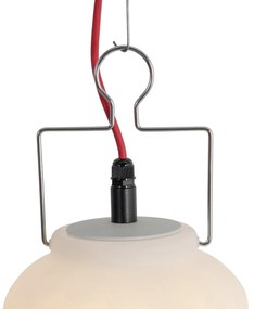 Buiten hanglamp wit 20 cm met rode stekker IP44 - Pion Modern E27 IP44 Buitenverlichting rond