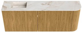 Mondiaz Joya DLux 110cm toiletmeubel ronding rechts oak met wastafel faye links 1 kraangat frappe